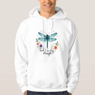 Deus é minha força Floral Dragonfly Camiseta Crist