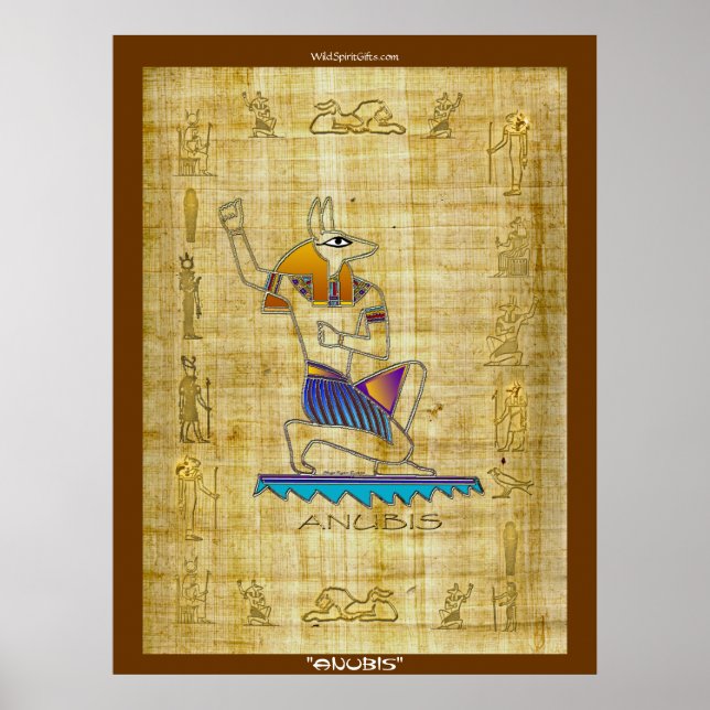 Deus egípcio "ANUBIS on Papyrus" Art Poster (Frente)