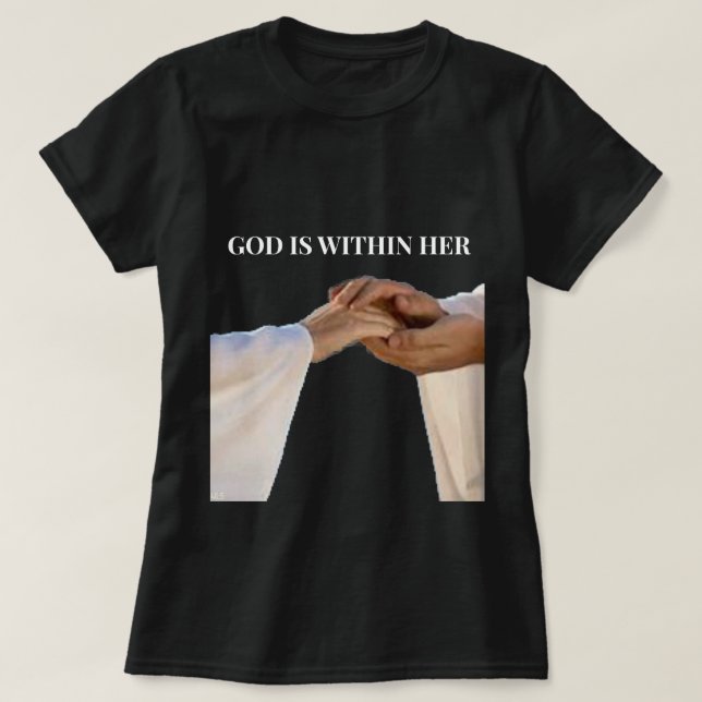 Deus Está Dentro Dela Camisa Salmo 46:5 Mulheres C (Frente do Design)