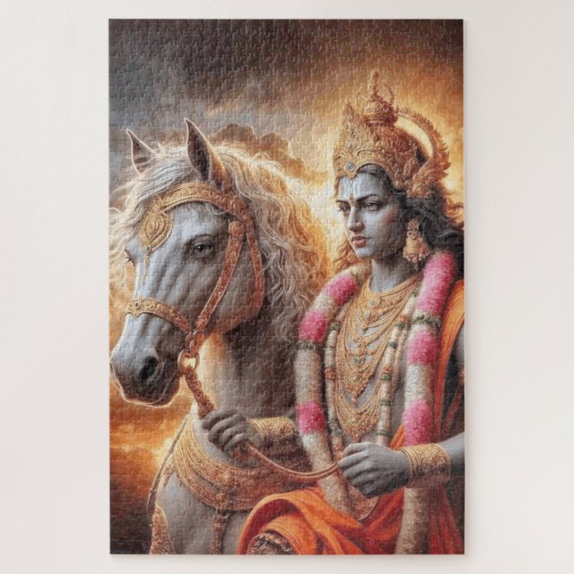 Deus Hindu com Cavalo - Quebra-cabeça (Vertical)