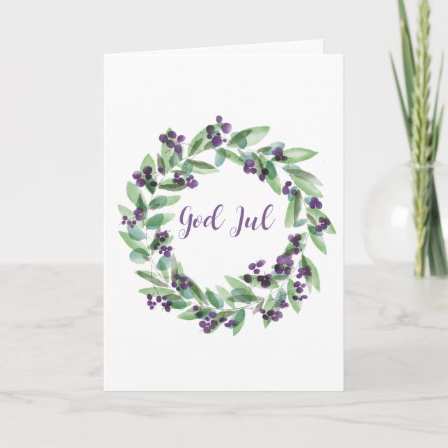 Deus Jul, Cartão de Férias de Natal Sueco (Frente)