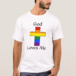 Deus Me Ama LGBTQ Rainbow Cross T-Shirt