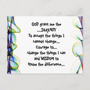 DEUS me concede a SERENITY em um cartão postal col