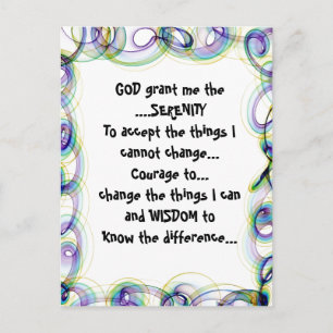 DEUS me concede a SERENITY em um cartão postal col