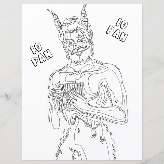 Deus Pan Pagão Corno Wicca Página para Colorir Pap (Frente)