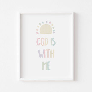 Deus pastel de aquarela está conosco poster