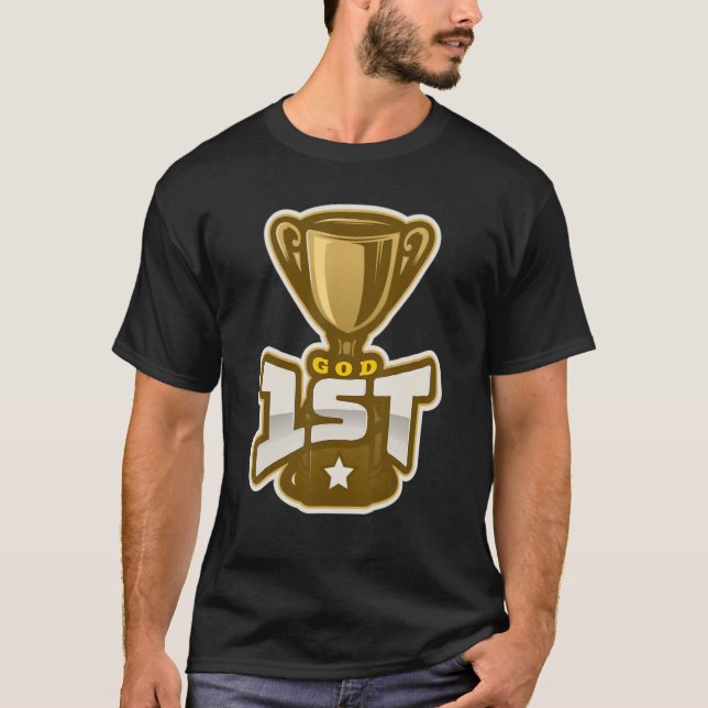 Deus Primeiro Jesus Cristo Fé Cristã Camisetas de  (Frente)