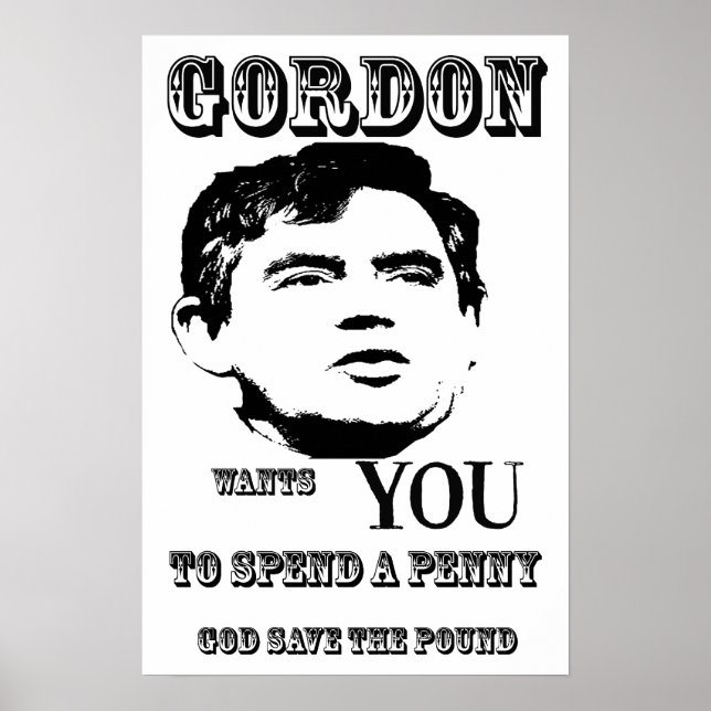 Deus Salve a libra Gordon Brown Poster Impressão (Frente)
