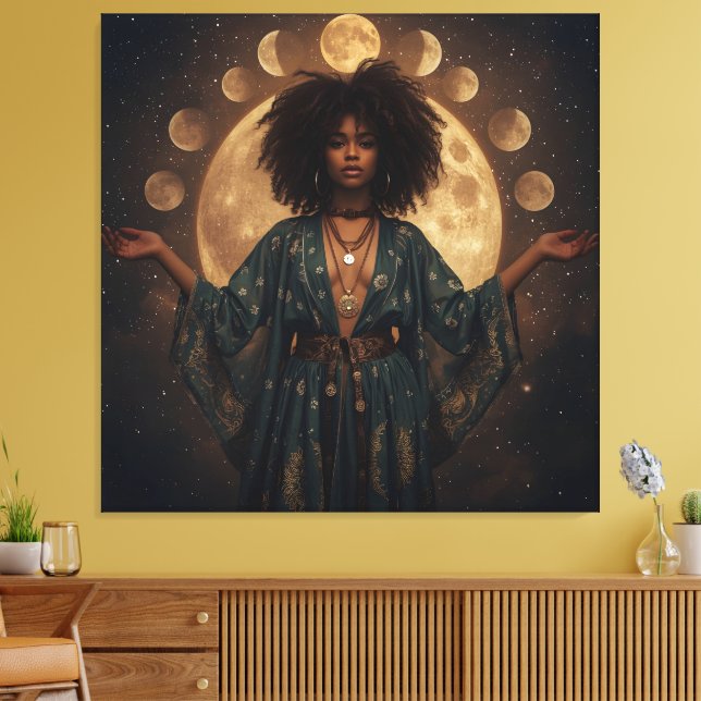 Deusa Celestial Afro Art - Canvas Esticada (Insitu(Sala de estar))