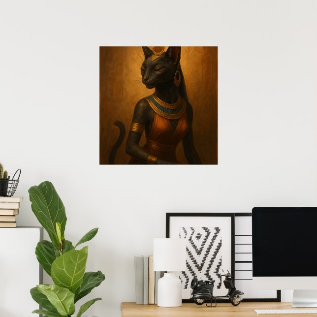 Deusa de Gato Basteta Poster do Muro Egípcio (Escritório em casa)