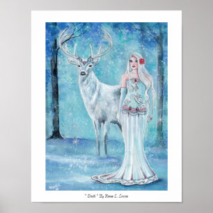 Deusa do Feriado de inverno com poster de veado po