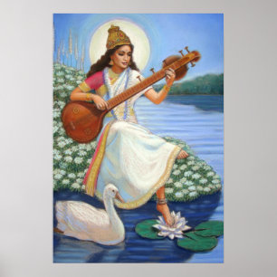 Deusa Hindu Saraswati Art Hinduism Poster Impressã