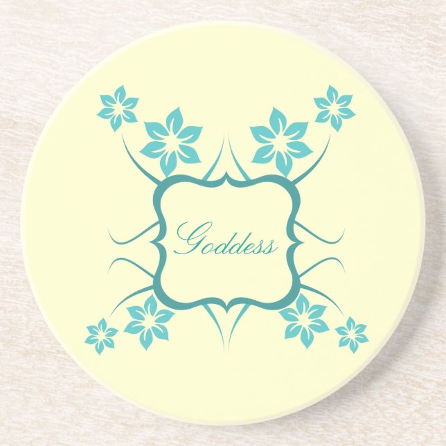 Deusa Porta copos Floral, Teal (Frente)