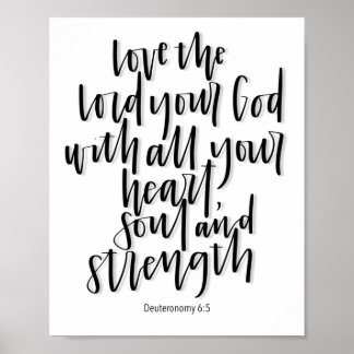 Deuteronomia 6:5 - Ame o Senhor - Poster Lettered