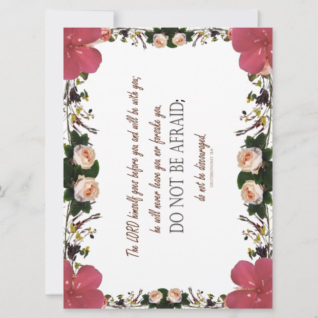 Deuteronômio 31, Não tenha medo, Cartão Plano Flor (Verso)