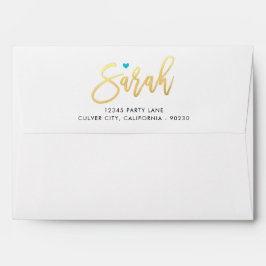 DEVOLVER ENDEREÇO turquesa azul-ouro roteiro SARAH