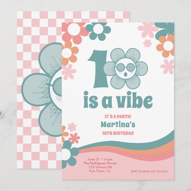 Dez Convite de festas de aniversariante (Frente/Verso)