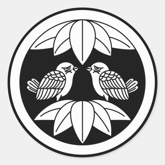 Dez folhas de bambu & pardais de frente Adesivos (Frente)