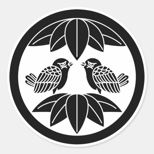 Dez folhas de bambu & pardais de frente Adesivos (Frente)