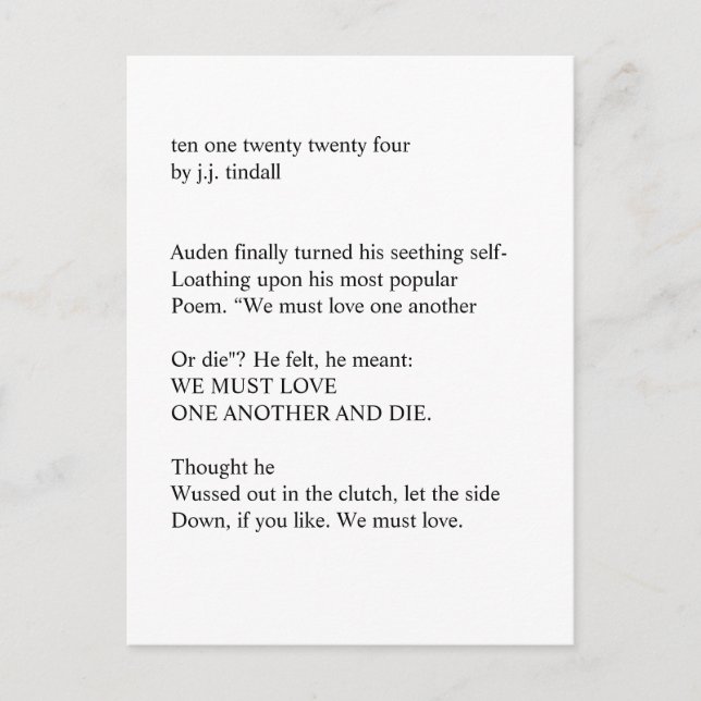 dez um vinte vinte e quatro Cartão postal (Frente)