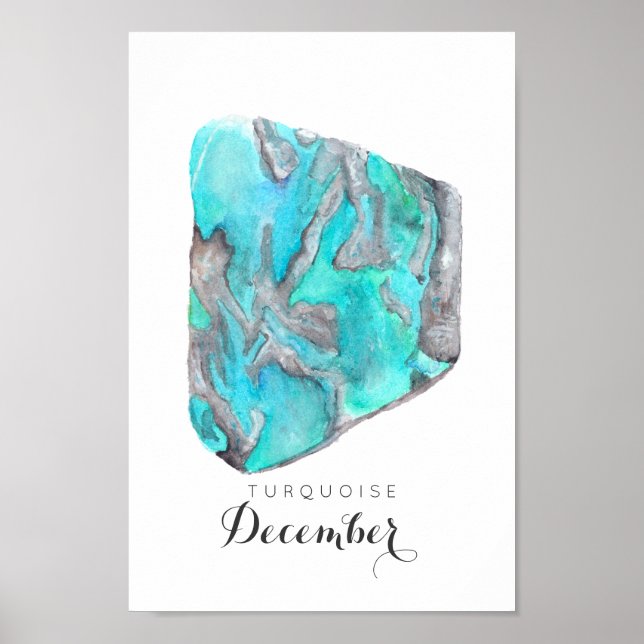 Dezembro Birthstone Turquoise Watercolor | POSTER (Frente)