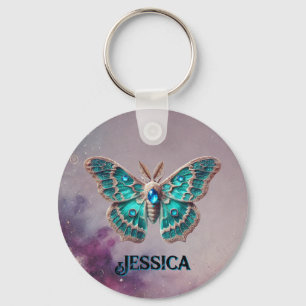 Dezembro de Birthstone Chaveiro - Blue Zircon Moth