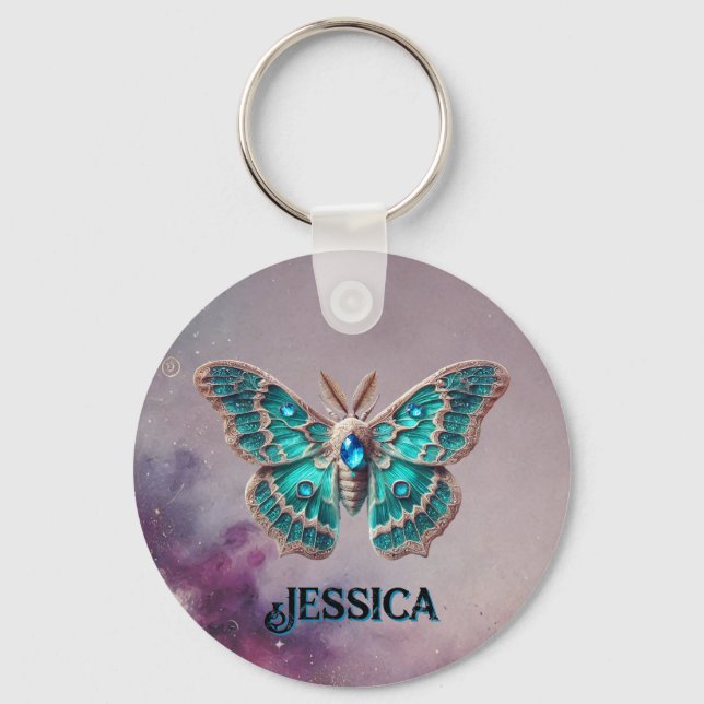 Dezembro de Birthstone Chaveiro - Blue Zircon Moth (Frente)