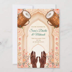 Dholki convida convites de Mehndi, cartões de Mehe