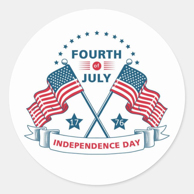 Dia da Independência 4 de Julho Adesivo de Coração (Frente)
