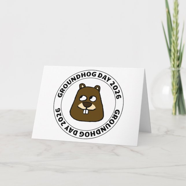 Dia da Marmota 2026 com cartão de rosto de Marmota (Frente)