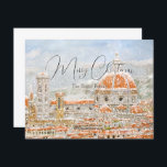 Dia da Neve na Itália Cartão Duomo da Catedral de<br><div class="desc">inverno romântico, viagem, queda de neve, floco de neve, neve, paisagem de inverno, pintura de cor d'água de florência itália, pintura de dupla, domo de ladrilho de terracotta, catedral de florência, cattedrale di papais noeis maria del fiore, firenze, pintura de igreja, ideia de presente itália, laranja, aquarelle, aquarelle, estética, romântica,...</div>