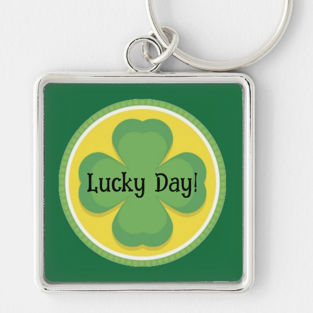 Dia da Sorte! Personalizar Chaveiro Shamrock (Frente)