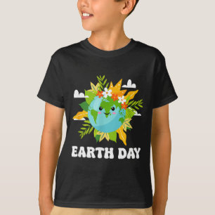Dia da Terra camiseta fofa Terra com floral Dia da