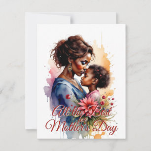 Dia das Mães Arte de Amor Aquarela Africana