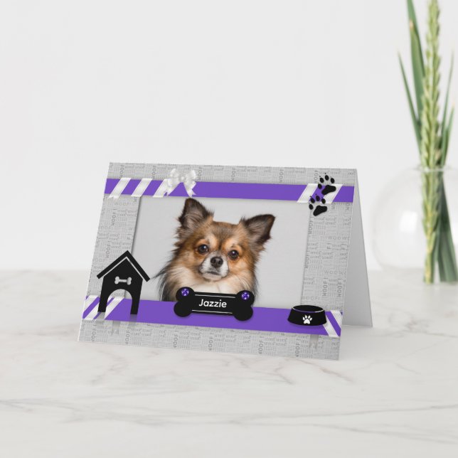 Dia de as mães Cartão com fotos Roxo do Cão (Frente)