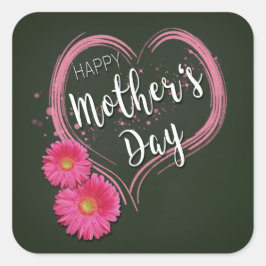 Dia de as mães de Flores de Coração Rosa - Adesivo