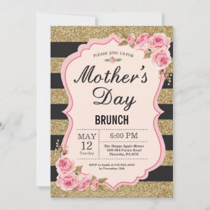 Dia de as mães de Peões Rosa Floral Convite Brun