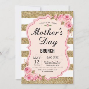 Dia de as mães de Peões Rosa Floral Convite Brun