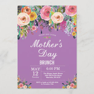 Dia de as mães de Peões Rosa Floral Convite Brunch