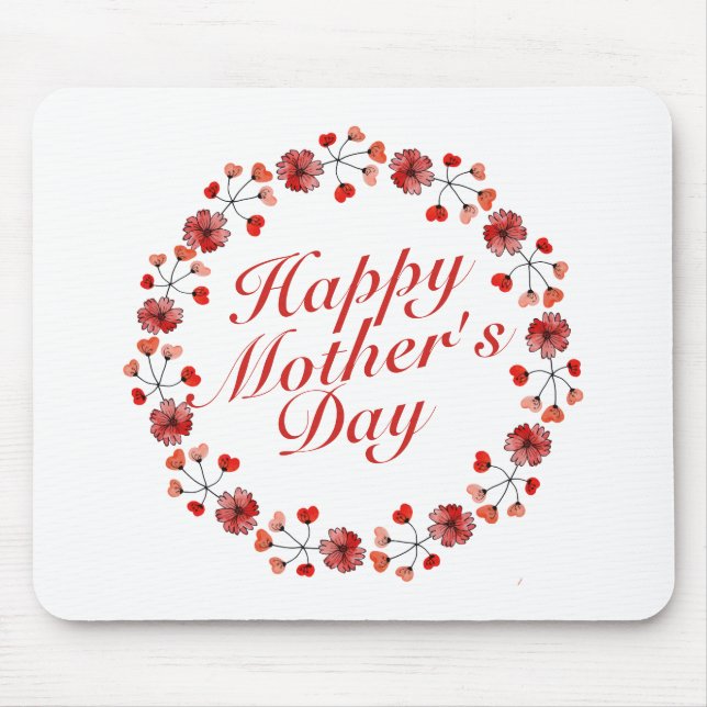 Dia de as mães Elegante Floral Wreath | Mousepad (Frente)