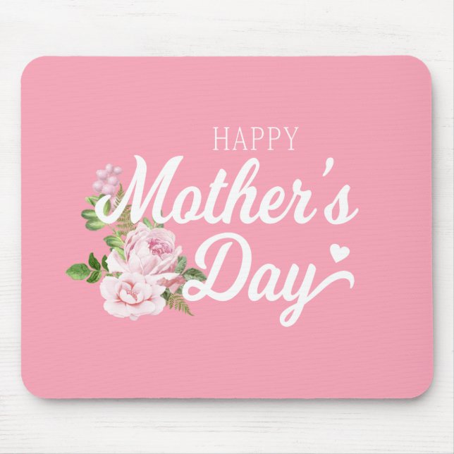 Dia de as mães Feliz com Rosas Rosa | Mousepad (Frente)