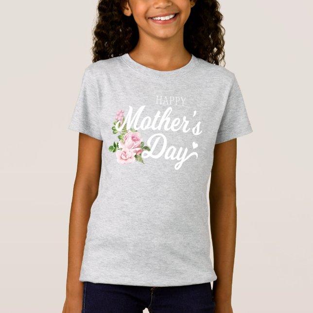 Dia de as mães Feliz com Rosas Rosa | T-Shirt (Frente)