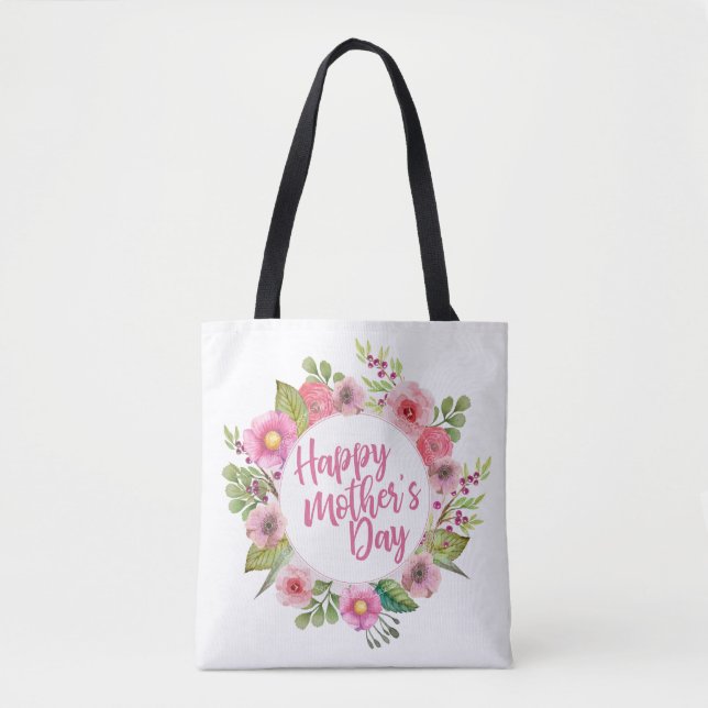 Dia de as mães Feliz Elegante Floral | Bolsa Tote (Frente)