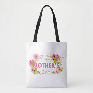 Dia de as mães Feliz Floral Elegante   Tote Bag