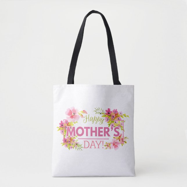 Dia de as mães Feliz Floral Elegante | Tote Bag (Frente)