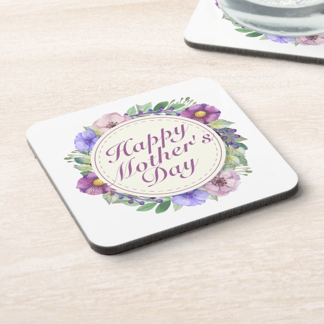 Dia de as mães Feliz Porta copos Floral Frame (Left Side)