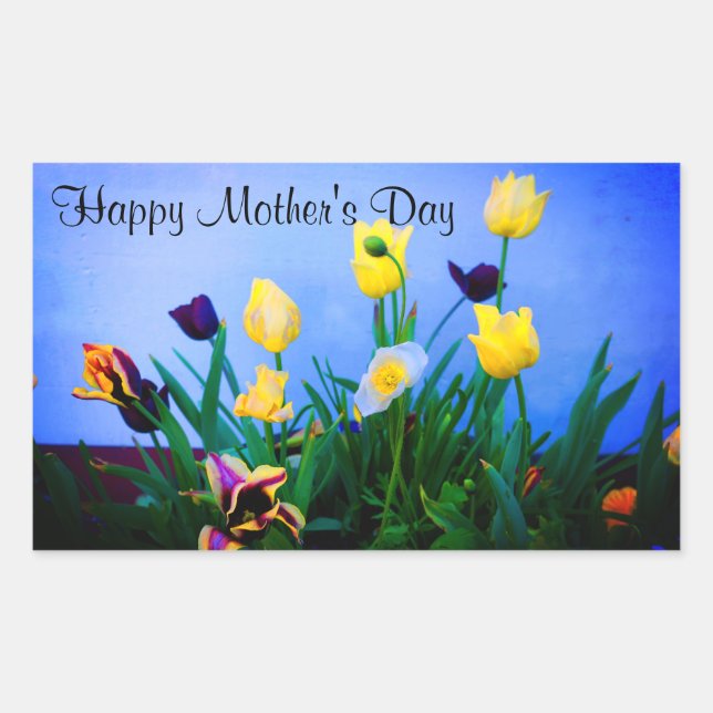 Dia de as mães Feliz Várias Tulipas Nº 2 Adesivos (Frente)