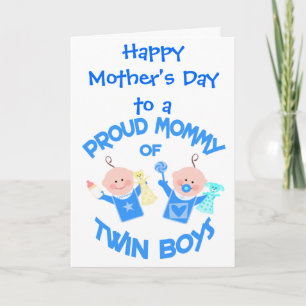 Dia de as mães Mãe de Twin Boys - Cartão de Saudaç