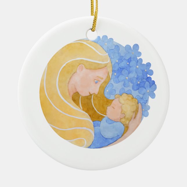 Dia de as mães Mãe e Filho | Ornamento (Frente)