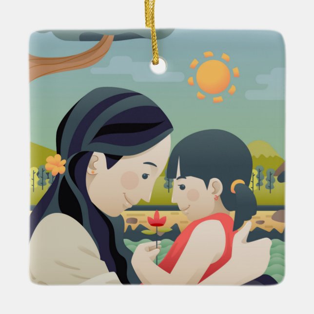 Dia de as mães Mãe e Filho | Ornamento (Frente)